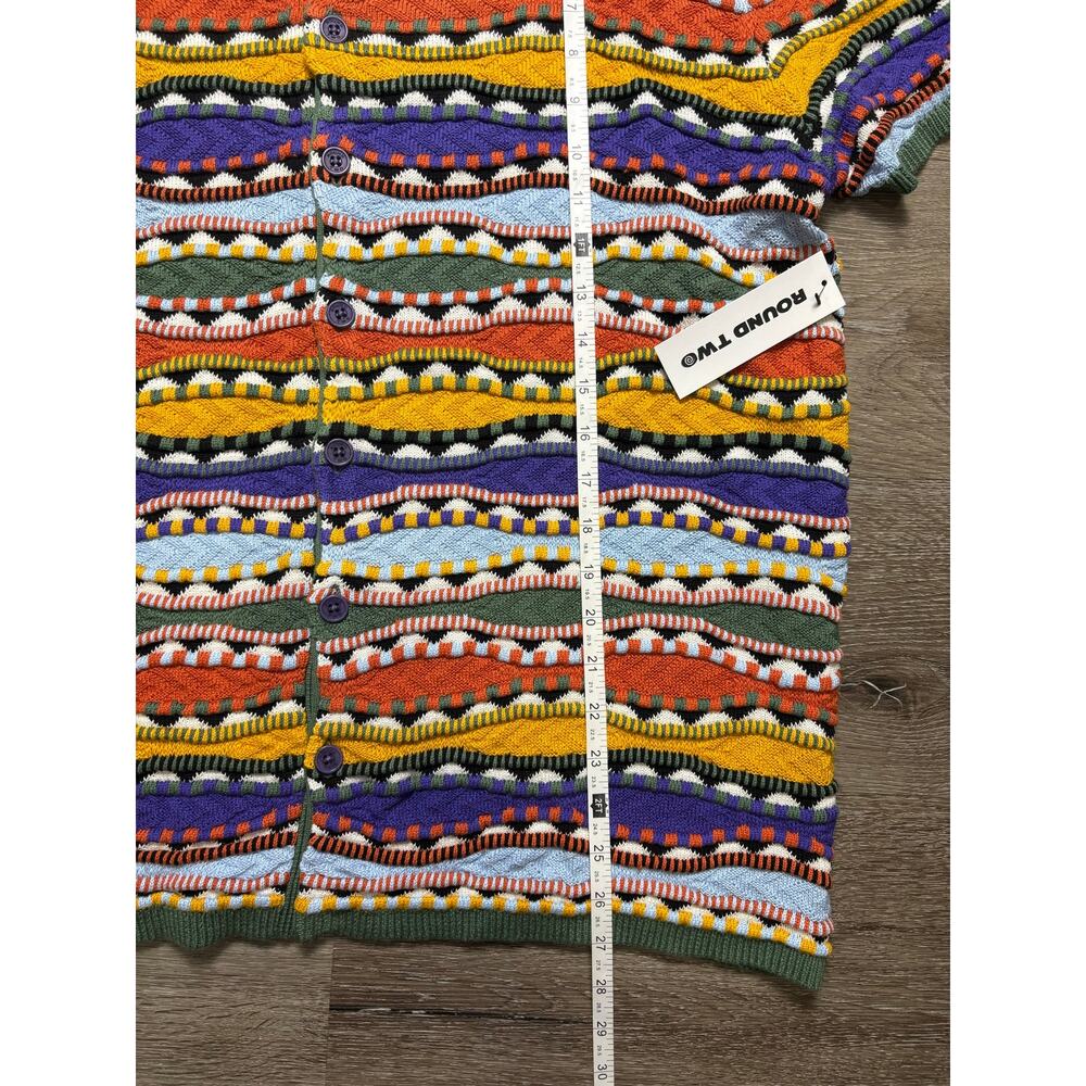 NWT Round 2 Multicolor Stretchy Knitted Polo - Sz. Large - Picture 2 of 6